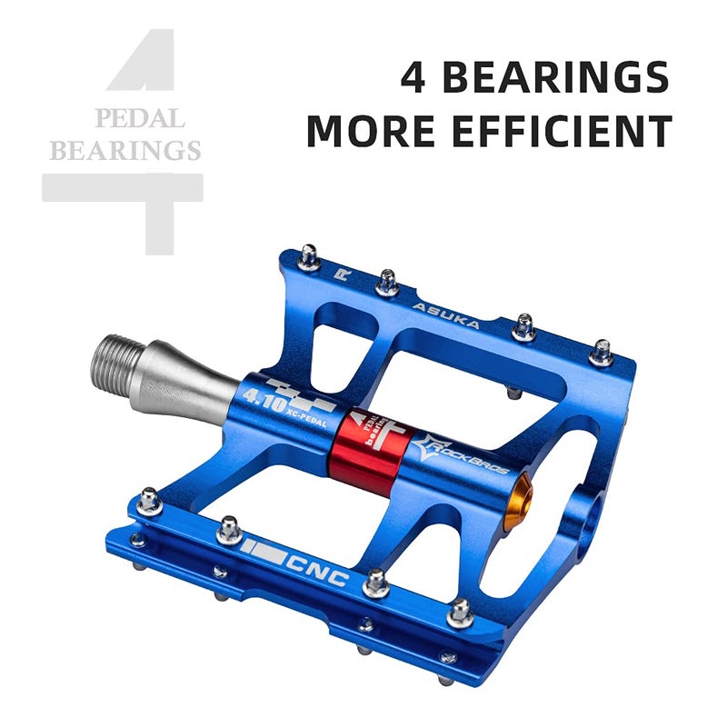 روكبروز ROCKBROS 4 محامل دواسات الدراجة الجبلية MTB Padals منصة دواسات الدراجة المسطحة سبائك الألومنيوم 9/16 بوصة - Image 2